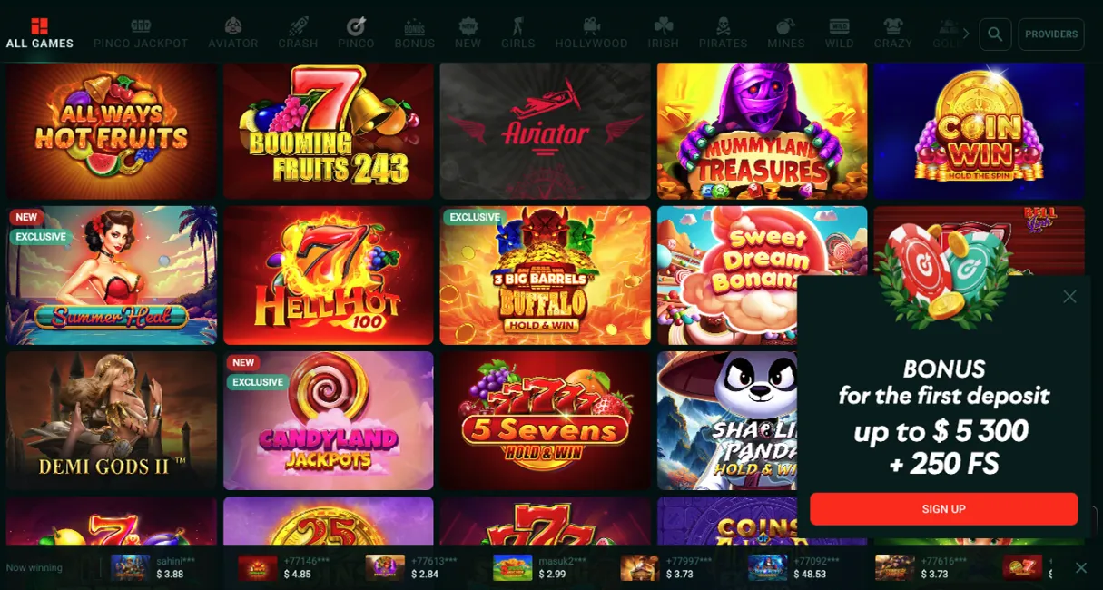 pinco casino online